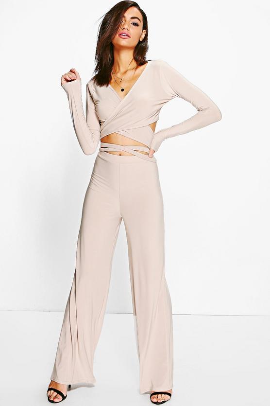 Angelina Tie Waist Crop & Wide Leg Trouser Co-ord